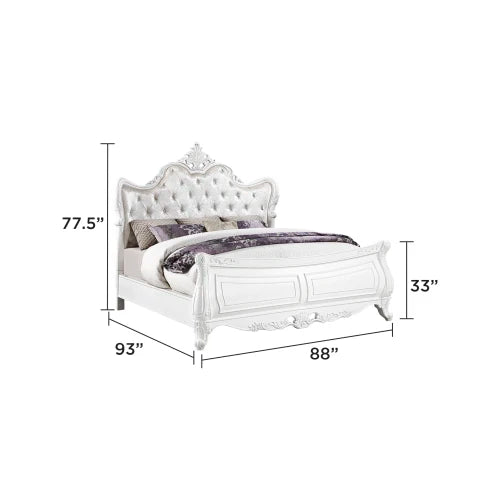 Modern Style 5 Pc King Bedroom Set Made with Wood in Pearl White - Ohberri