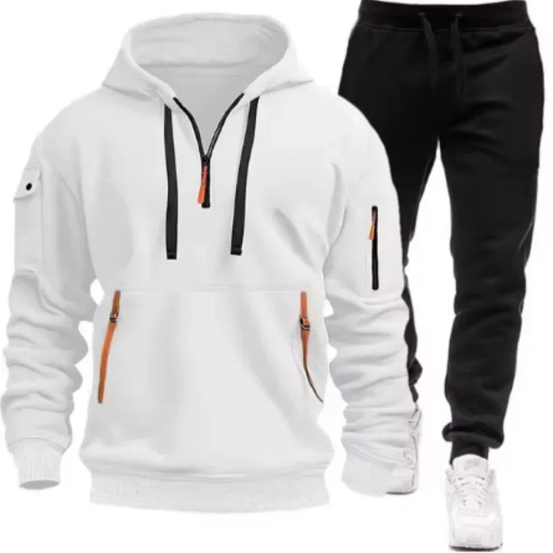 Men Tracksuit Casual Joggers Hooded Sportswear Jackets And Pants Ohberri