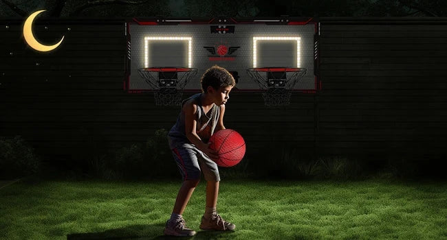 Basketball Hoop x2 Indoor Outdoor Electric Mini Basketball Scoreboard 4x Balls Ohberri
