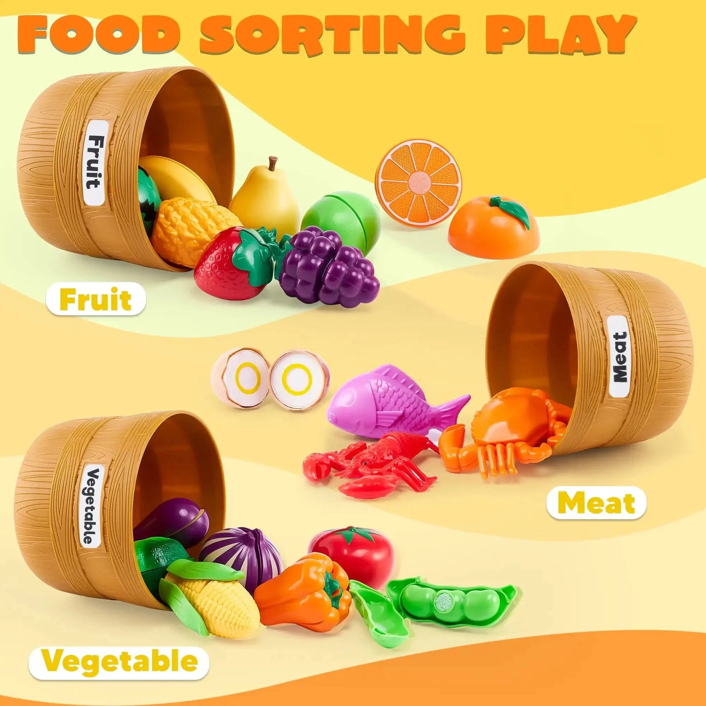 60 pcs Play Food Set for Kids Kitchen Ohberri