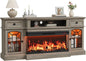 70" Farmhouse Fireplace TV Stand for TVs up to 80" with 36" 3-Side Glass Electric Fireplace Ohberri