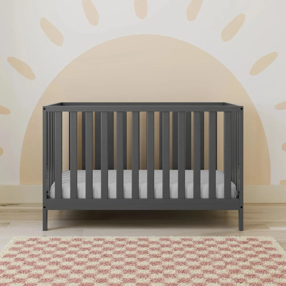 Sunset 4-in-1 Convertible Baby Crib, Gray - Ohberri