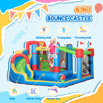 6-in-1 Inflatable Bounce House, Inflatable Water Slide - Ohberri