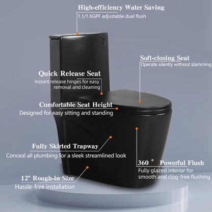 Dual-Flush, Water-Saving Elongated Ohberri