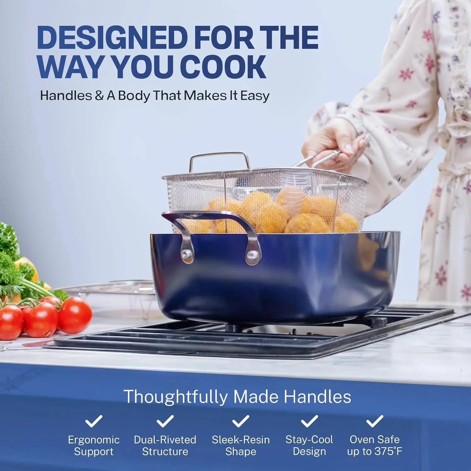 True 20 Pc Pots and Pans Set Non Stick Cookware Set with Deep Square Pan and Bakeware Set, Non Toxic Ohberri