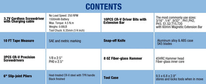 WORKPRO 3.7V Electric Screwdriver with 18pc Tool Kit Ohberri