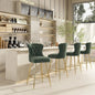 Bar Stools Set of 4, Velvet Counter Height Bar Stools with Metal Legs, Button Tufted and Nailheads Trim, Wing-Back Bar - Ohberri