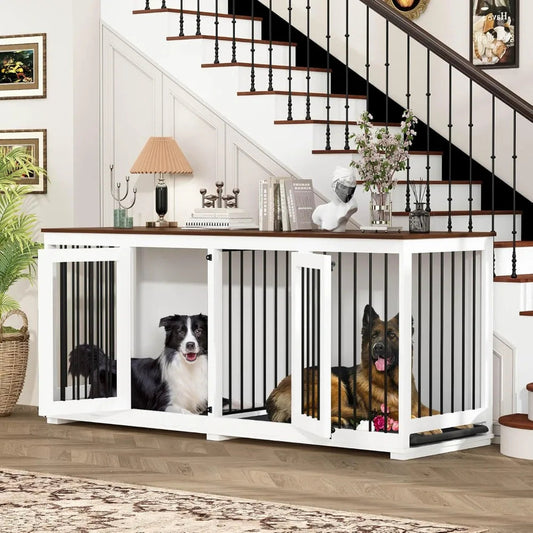 70.9" Large Double Dog Crate Furniture Ohberri