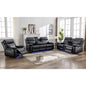 6-Seat Electric Power Recliner Sofa Set With Drop-Off Table, Wireless Charger & Type-C Port, Faux Leather Loveseat With Bass Speaker - Ohberri