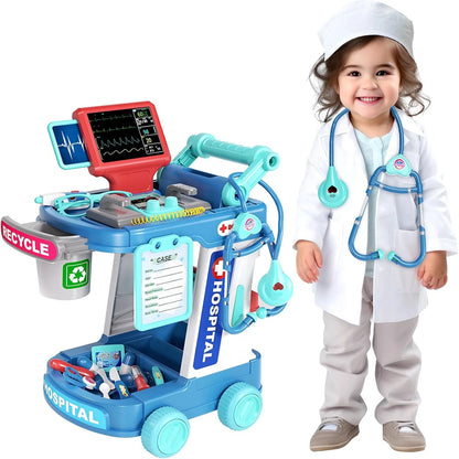 Doctor Pretend Play Medical Station Set with Lights Stethoscope - Ohberri