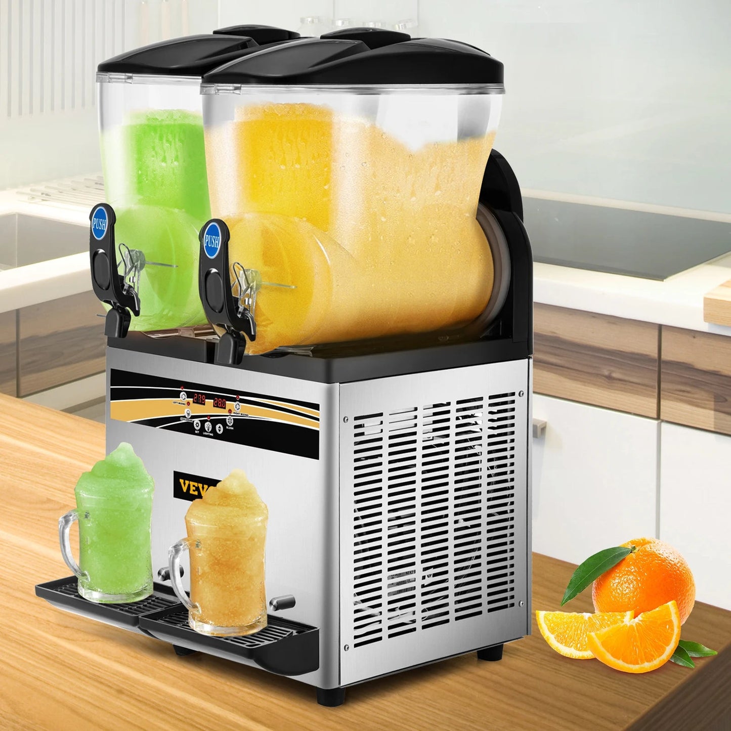 2x15L Commercial Slushy Machine Tank Margarita Maker 1000W Stainless Steel Ohberri