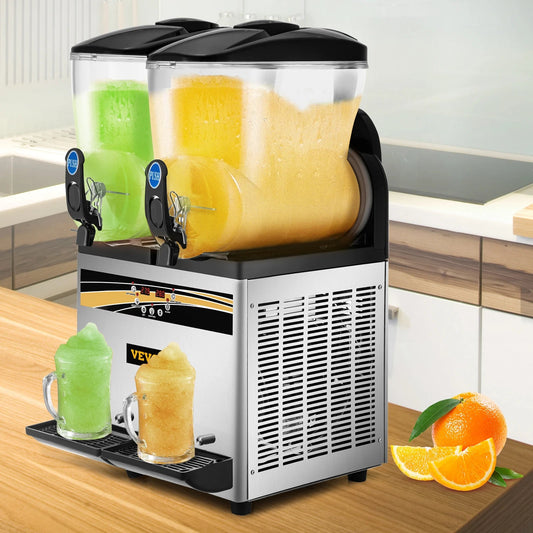 2x15L Commercial Slushy Machine Tank Margarita Maker 1000W Stainless Steel Ohberri