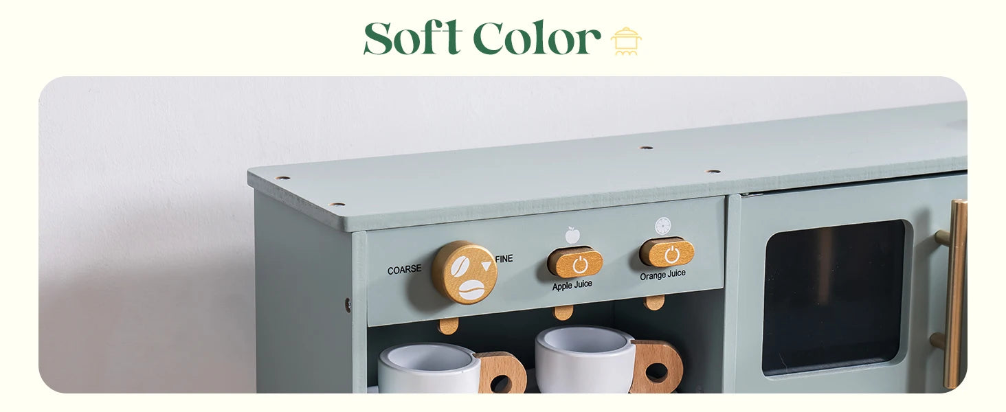 Play Kitchen 10 in 1 Wooden Toy With Appliances & Utensils - Ohberri