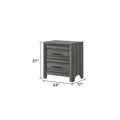 Gray 5-Piece Full Bedroom Set Made of Wood, Modern Design - Ohberri