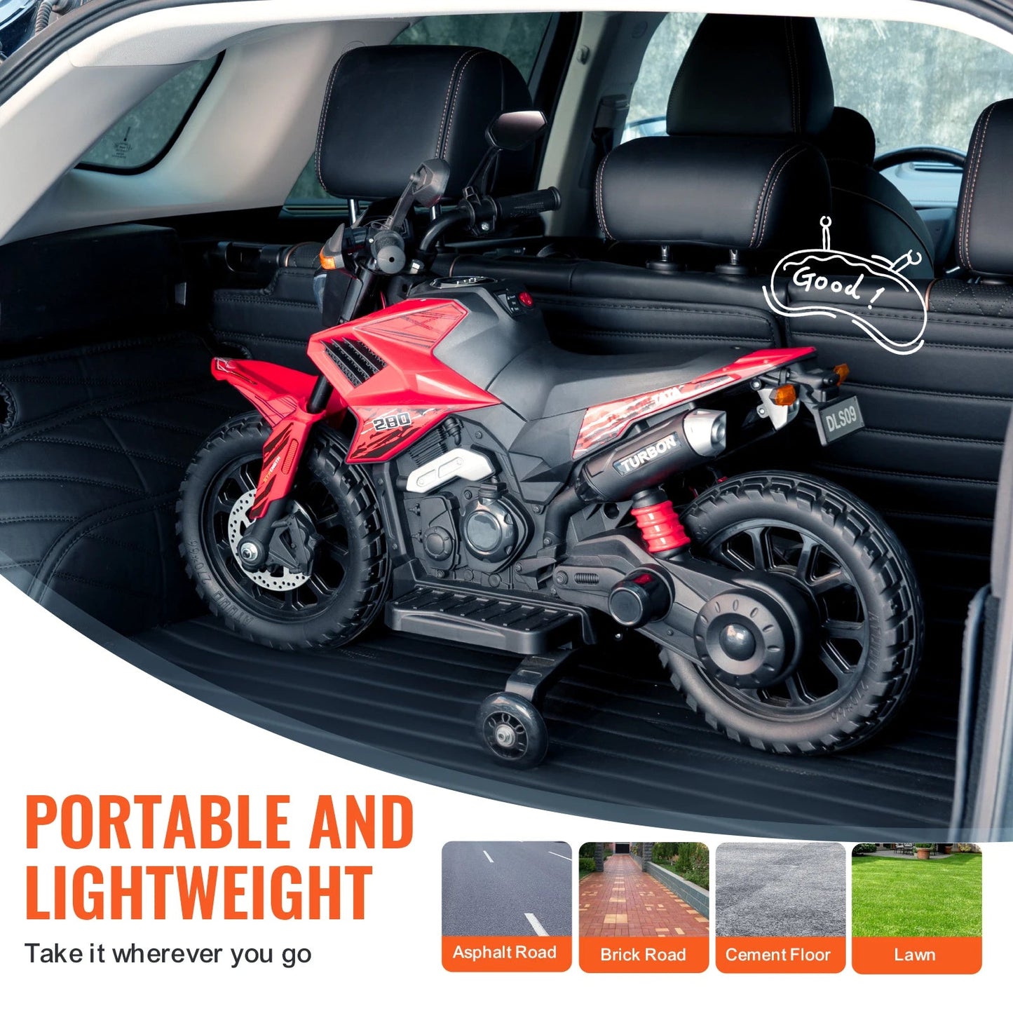 6/12V Children's Electric Car Kids Ride On Motorcycle with Detachable Wheel Headlight Ohberri