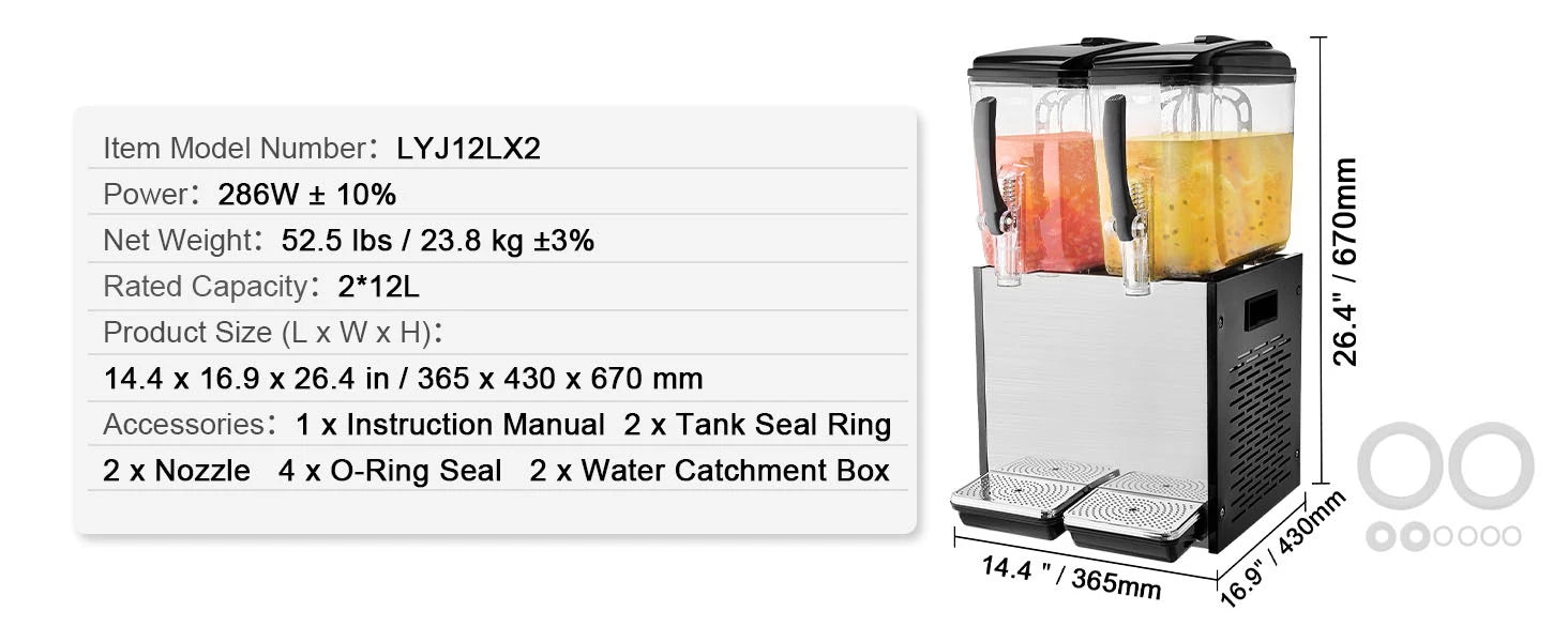 Tanks Commercial Beverage Dispenser 10L/12L/18L Per Tank Juice Dispenser Stainless Steel Ohberri