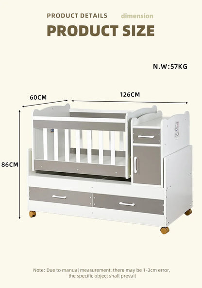 Wooden Baby Crib with Removable Drawers - Ohberri