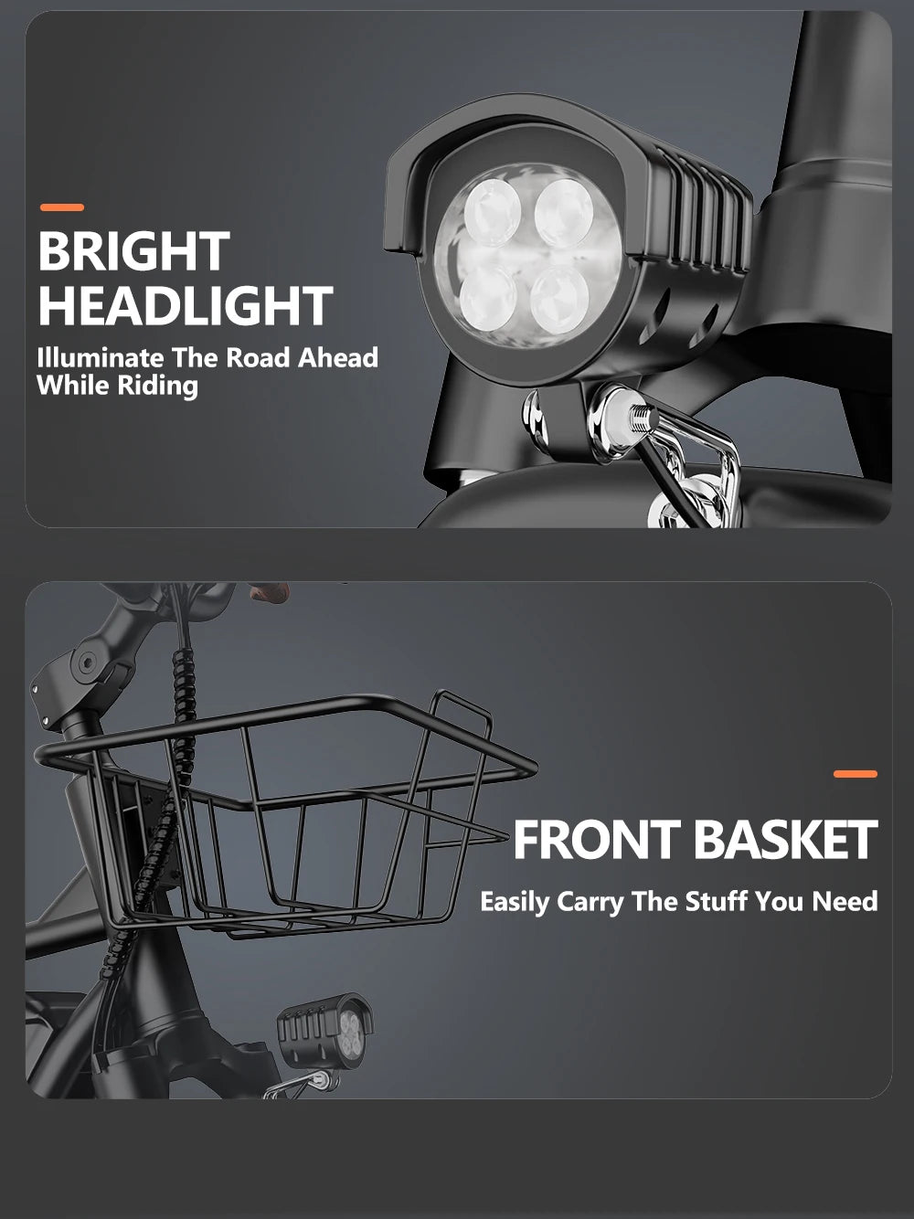 Electric Bike 20'' 1500W Up to 50 Miles 32MPH with 48V 20AH - Ohberri