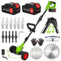 Foldable Brush Cutter Cordless Weed Wacker Electric Weed Eater Edgers with 2 Large Capacity Batteries &13 Blades, - Ohberri