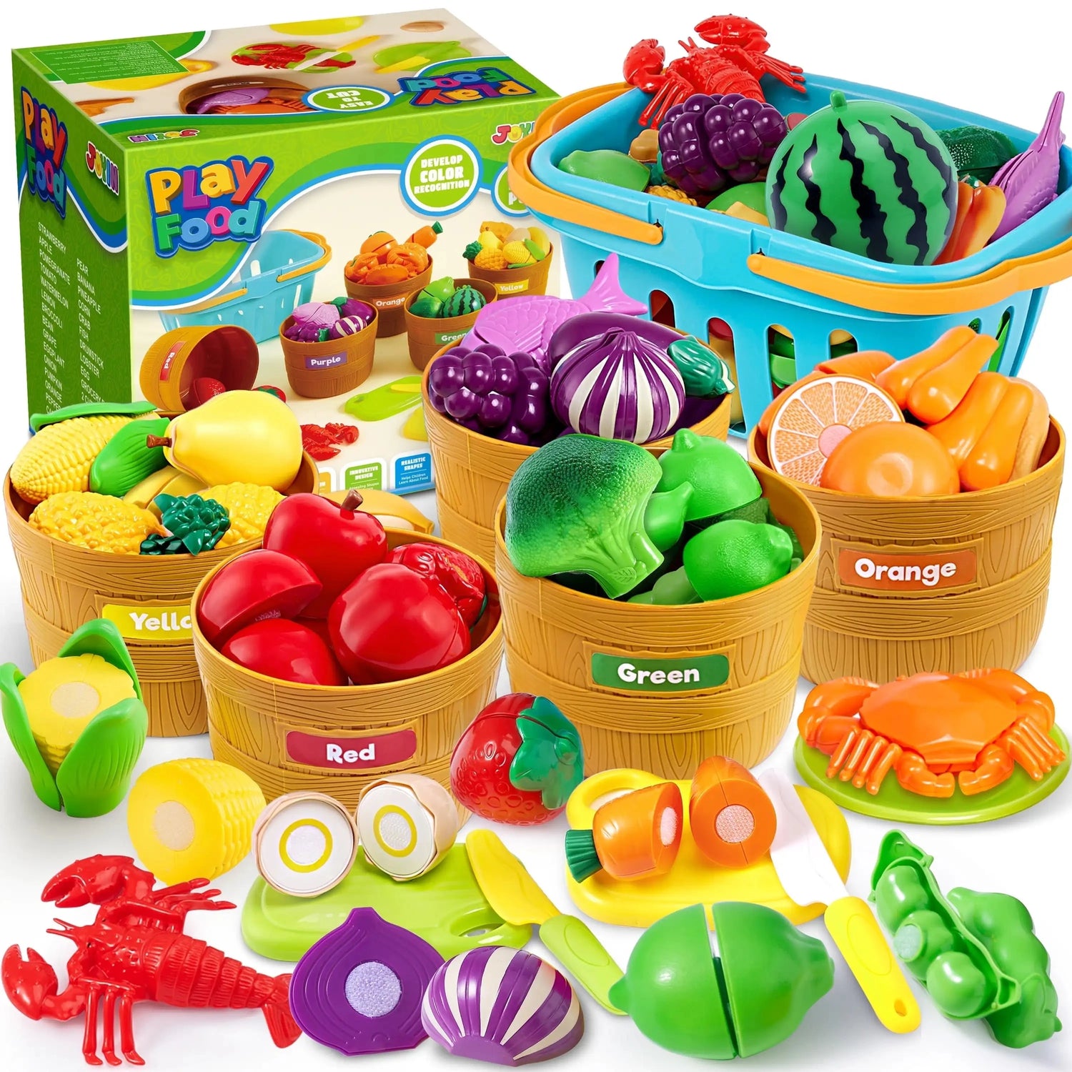 60 pcs Play Food Set for Kids Kitchen Ohberri