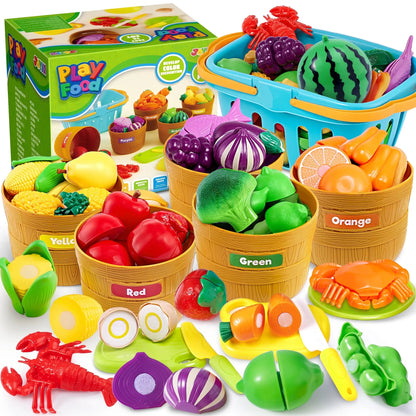 60 pcs Play Food Set for Kids Kitchen Ohberri