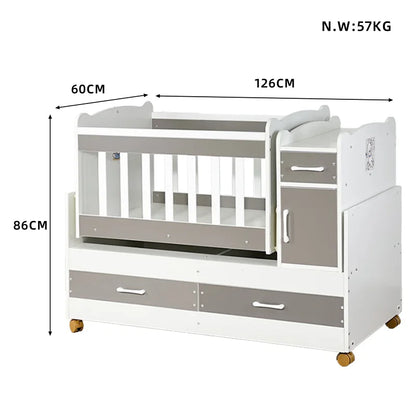 Wooden Baby Crib with Removable Drawers - Ohberri