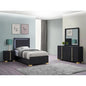 4-Piece LED Twin Bedroom Set in Black with Medial Storage - Ohberri