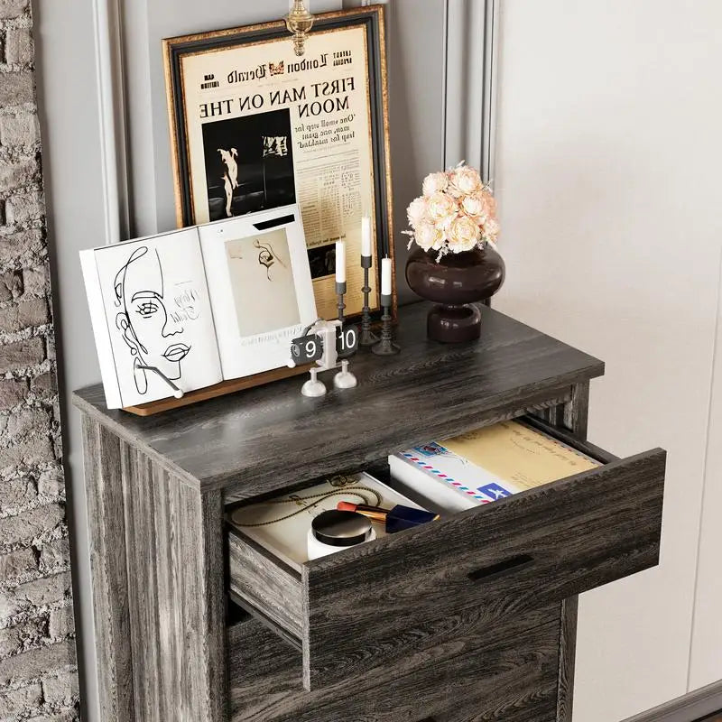 4-Piece Bedroom Set, Queen Bed Frame with Storage Headboard and Charging Station, 2 Nightstands with 2 Drawers, 1 Dresser - Ohberri