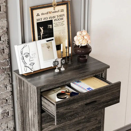 4-Piece Bedroom Set, Queen Bed Frame with Storage Headboard and Charging Station, 2 Nightstands with 2 Drawers, 1 Dresser - Ohberri