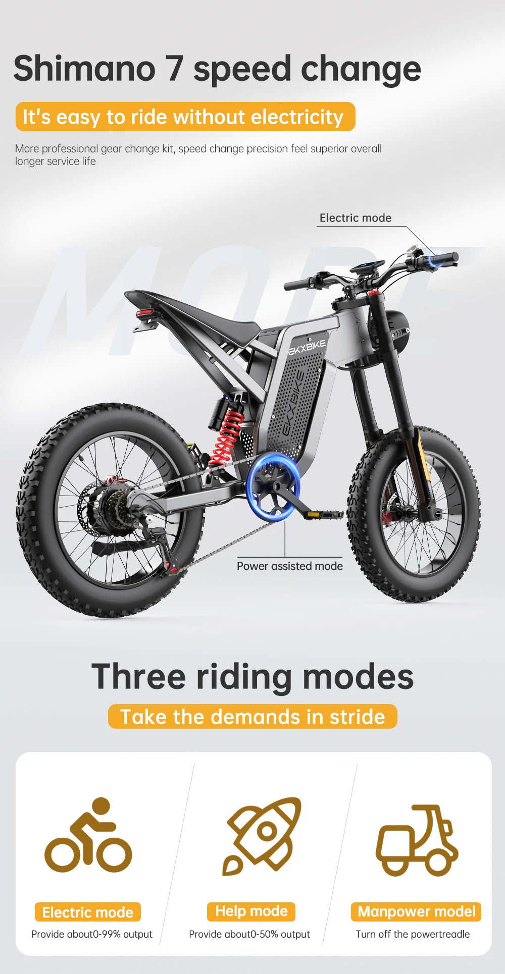 Electric Bike 2000W 48V35AH 55km/h 20“*4.0 Off Road Mountain Ebike - Ohberri