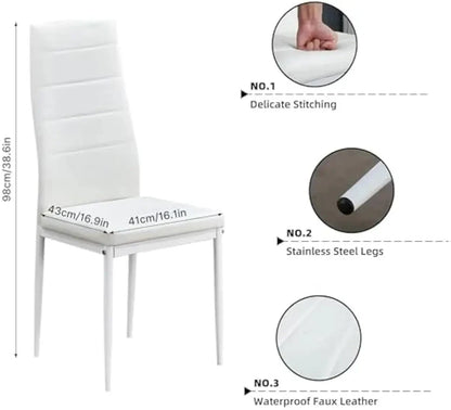 Dining Table and Chairs Set 6, 7 Pieces Kitchen Table Set with High Back Faux Leather Chair Ohberri