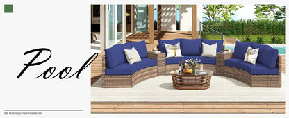 Furniture Sets, 3 Piece Half-Moon Sectional Round Sofa Set - Ohberri