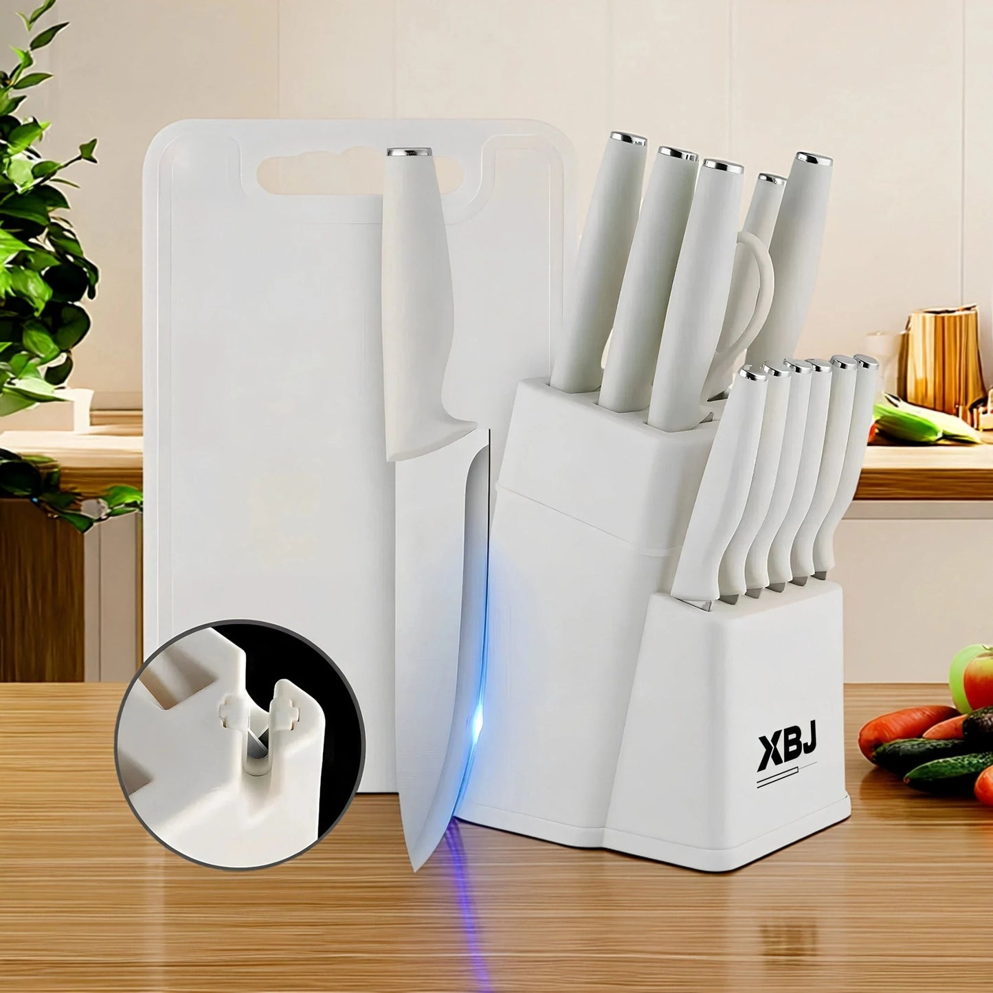 15-piece kitchen stainless steel knife set with knife holder Ohberri