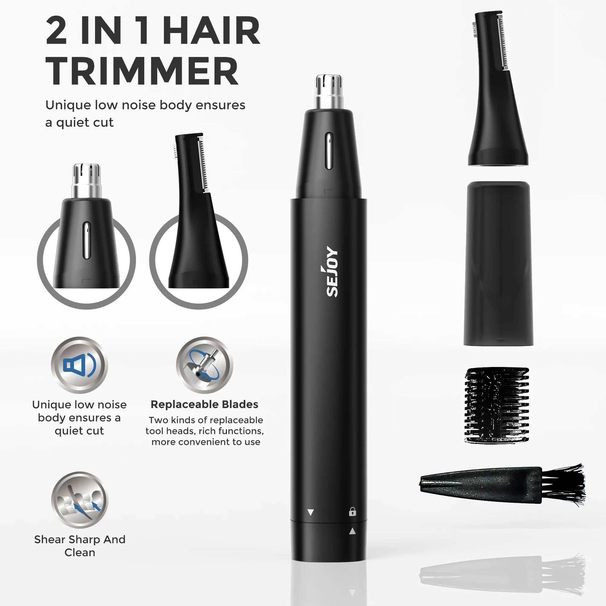 2-IN-1 Nose Hair Trimmer Men Women Ear Hair Trimmer Small Electric Trimmer Ohberri