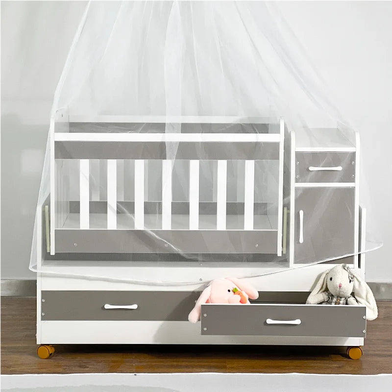 Wooden Baby Crib with Removable Drawers - Ohberri