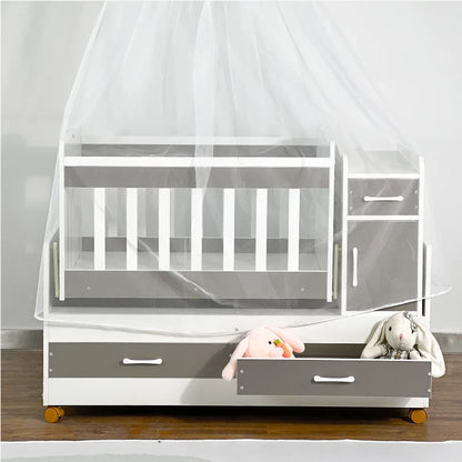 Wooden Baby Crib with Removable Drawers - Ohberri