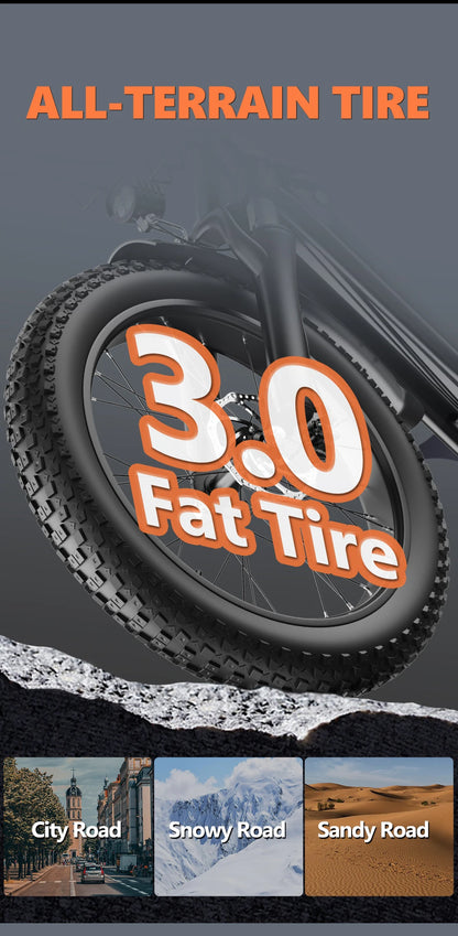 Electric Bike 20'' 1500W Up to 50 Miles 32MPH with 48V 20AH - Ohberri