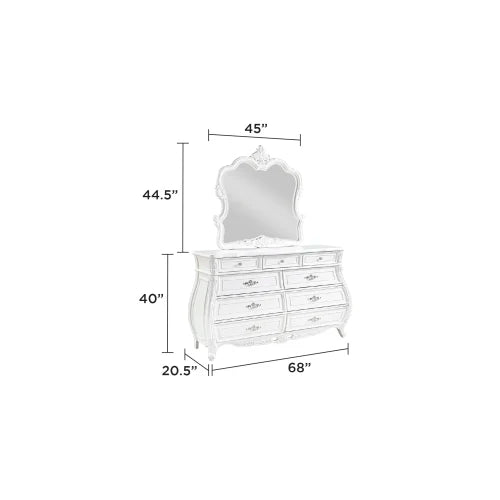Modern Style 5 Pc King Bedroom Set Made with Wood in Pearl White - Ohberri