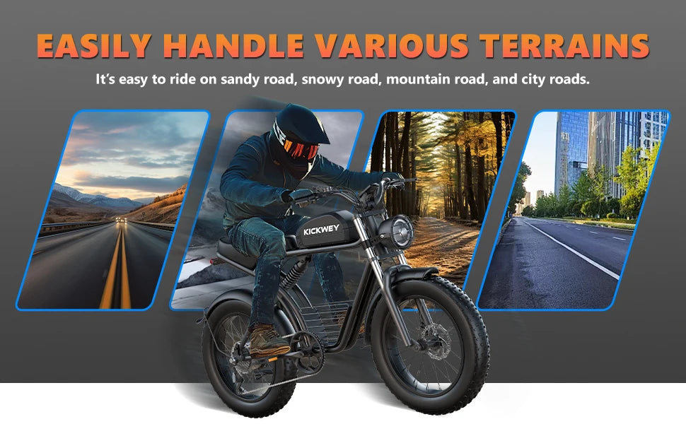 Electric bike 1500W Motor 48V 23AH 20 Inch Fat Tire 32MPH 7-Speed - Ohberri