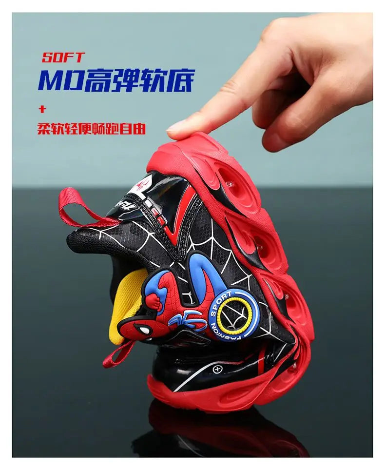 Disney Boys Shoes LED Lights Cartoon Autumn Children's Sports Shoes Leather Non-slip Children's Running Shoes Sneaker Size 25-35 Ohberri