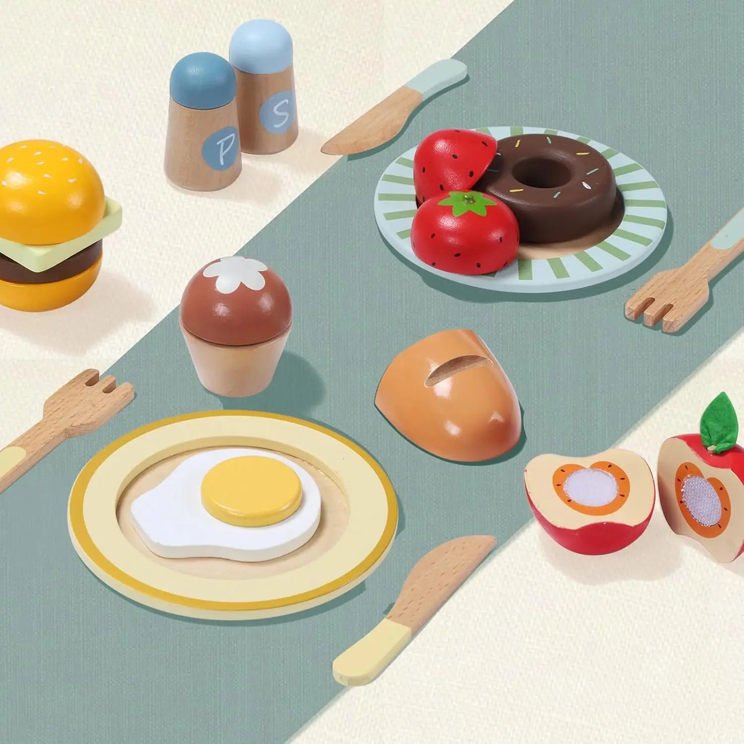 78PCS Pretend Play Cooking , Vegetables, Fruits & Cutting & Play Dishes - Ohberri