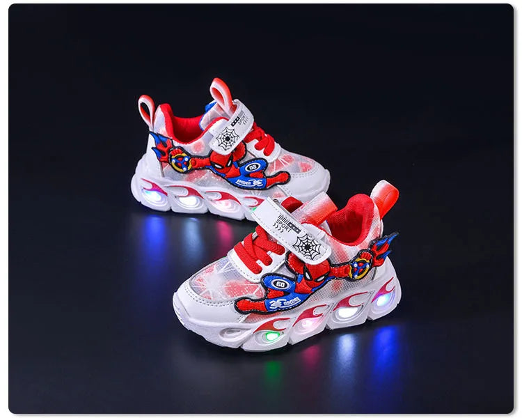 Disney Fashion Spiderman Baby Boys Sneakers Spring/autumn Children's Shoes Lighted Sneaker Trendy Kids Boy Sports Casual Shoes Ohberri