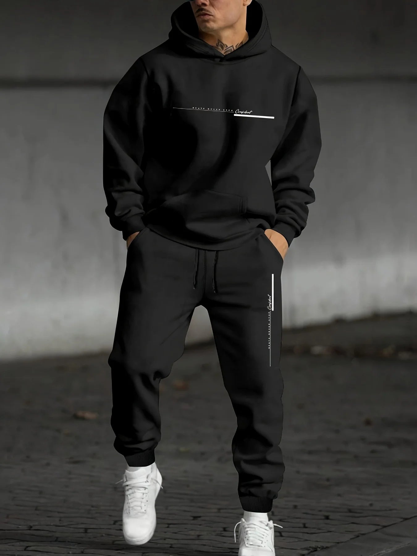 Men's Fall Printed Hoodie and Jogger Set Ohberri
