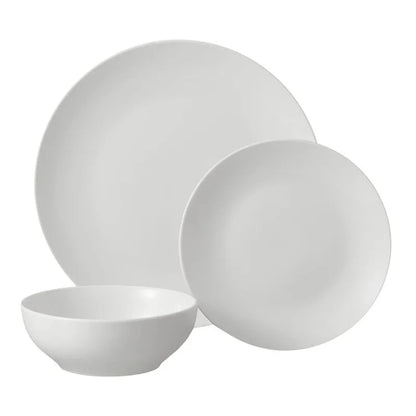 12-Piece White Stoneware Dinnerware Set 4 Dishwasher Ohberri