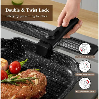 20 Pcs Pots and Pans Set Non Stick, Ceramic Cookware Set Detachable Handle Ohberri