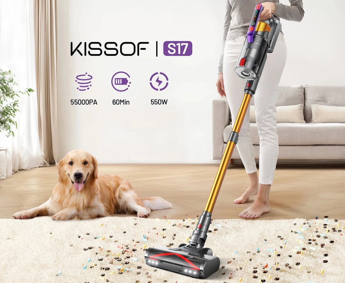 Cordless Vacuum Cleaner, 60Mins Ohberri