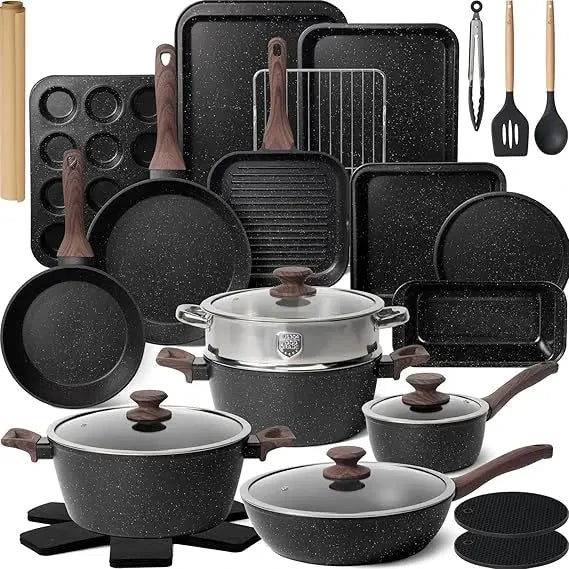 31 Piece Nonstick Cooking Sets with Baking Sheet & Utensil Ohberri