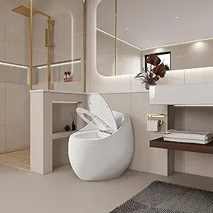 Modern Egg-Shaped Smart Toilet | 1.28 GPF Single Flush Glossy White Ohberri