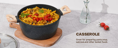 Pots and Pans Set, Nonstick Cookware Sets Black Granite Induction Ohberri