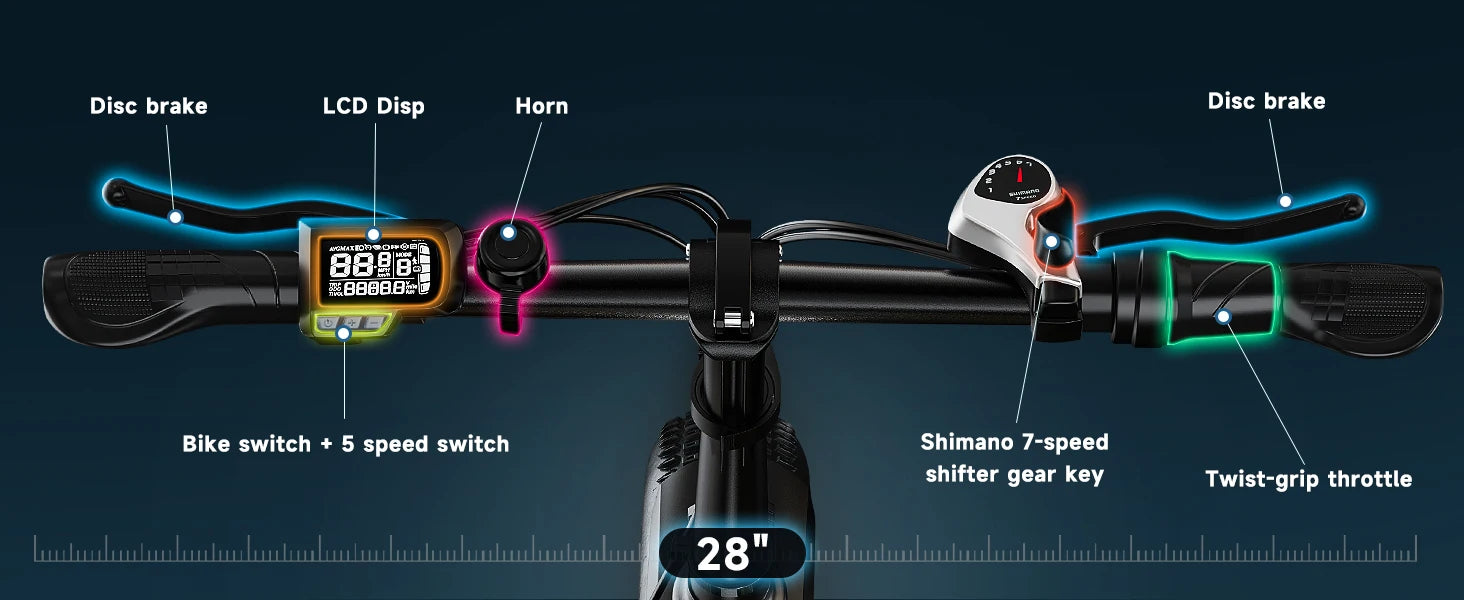 1000W Folding Electric Bike, 48V 20AH 30+MPH, 80 Miles Max Range, 20" Tire - Ohberri